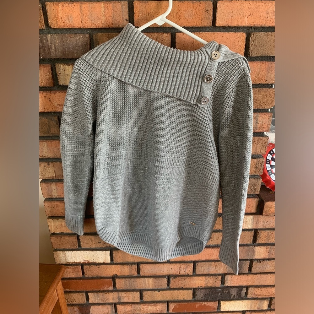 Women’s Calvin Klein Gray Turtleneck Sweater with Cowl Neck